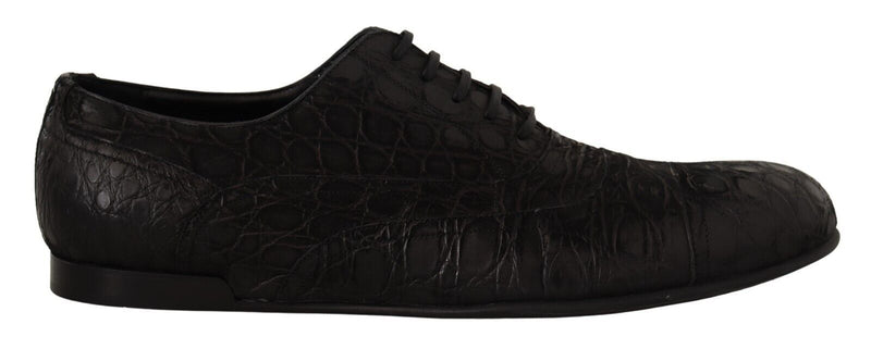 Dolce & Gabbana Black Caiman Leather Men's Oxford Shoes