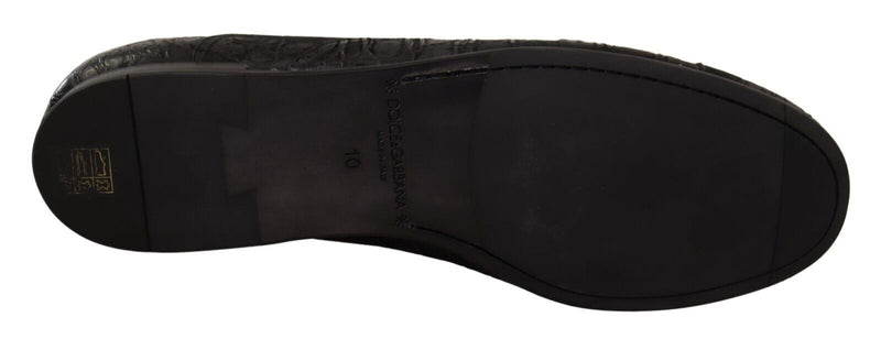 Dolce & Gabbana Black Caiman Leather Men's Oxford Shoes