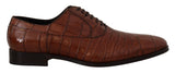 Dolce & Gabbana Brown Crocodile Leather Men's Formal Derby Shoes
