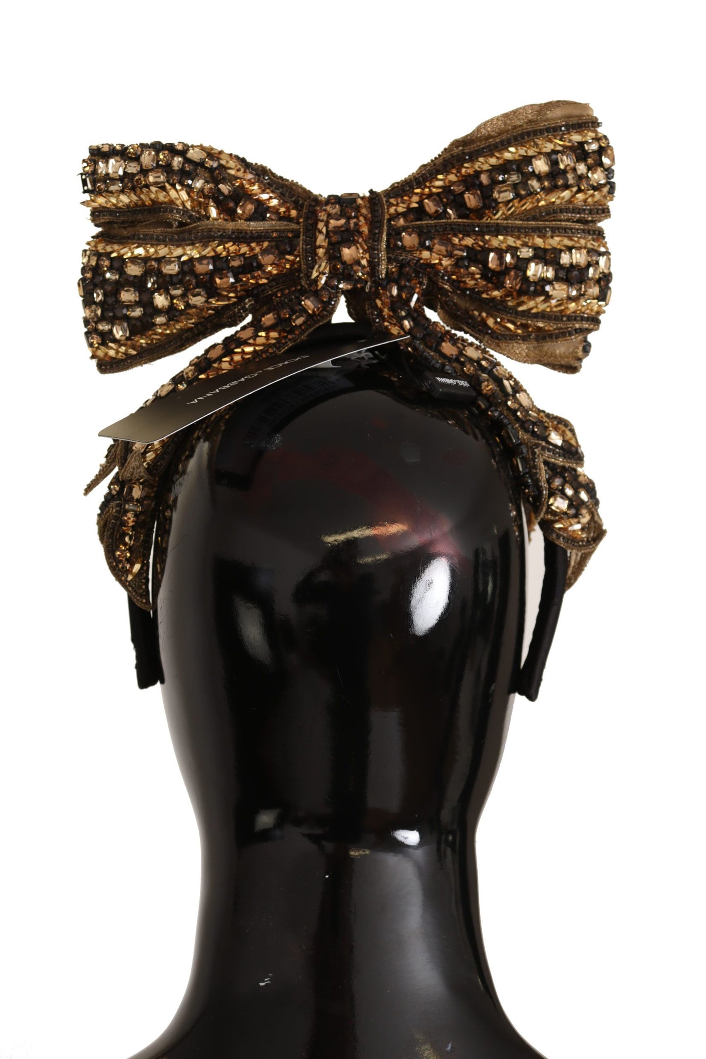 Serre-tête diadème en soie à paillettes et perles de cristal doré Dolce & Gabbana