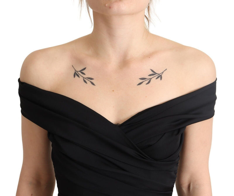 Robe Dolce & Gabbana Noir en Soie Off Shoulder Bodycon