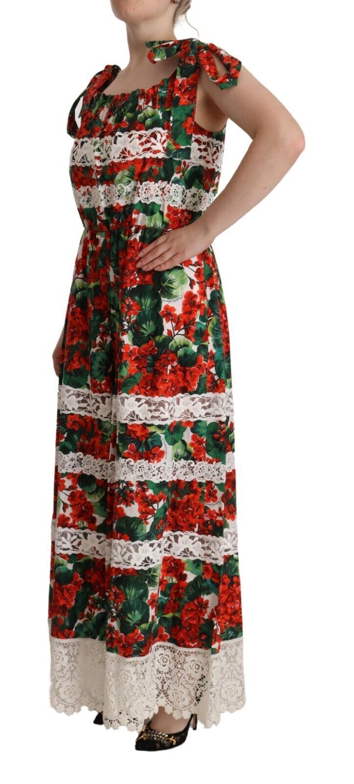 Dolce & Gabbana Robe Maxi Longue à Imprimé Géranium Multicolore