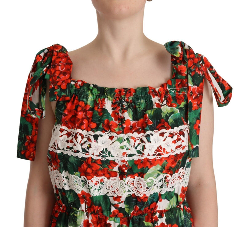 Dolce & Gabbana Robe Maxi Longue à Imprimé Géranium Multicolore