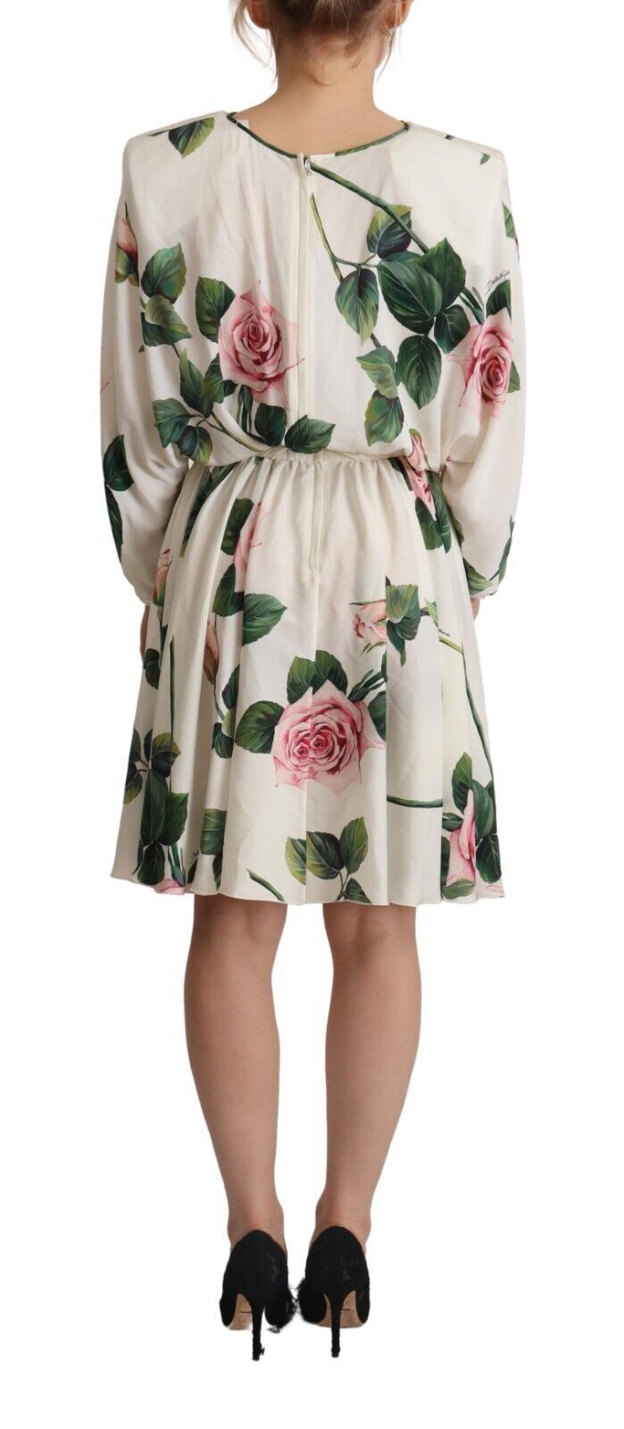 Robe A-ligne à Imprimé Rose Blanche Dolce & Gabbana
