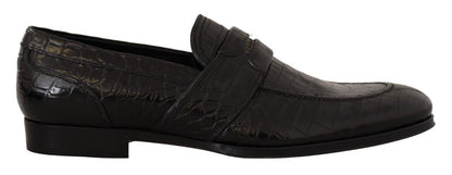 Mocassins à enfiler en cuir de crocodile noir de Dolce & Gabbana