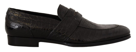 Mocassins à enfiler en cuir de crocodile noir de Dolce & Gabbana