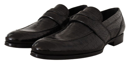 Mocassins à enfiler en cuir de crocodile noir de Dolce & Gabbana