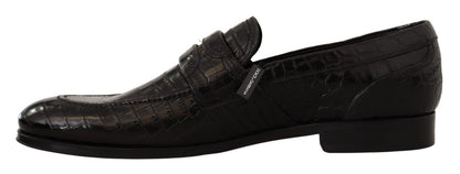 Mocassins à enfiler en cuir de crocodile noir de Dolce & Gabbana