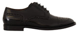 Dolce & Gabbana Black Leather Wingtip Derby Shoes
