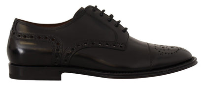 Chaussures derby formelles à bout en aile en cuir noir pour homme de Dolce & Gabbana