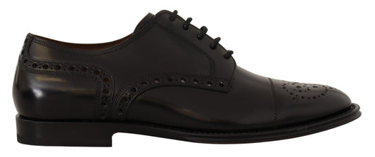 Chaussures derby formelles à bout en aile en cuir noir pour homme de Dolce & Gabbana