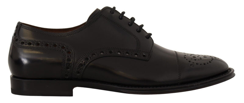 Dolce & Gabbana Black Leather Wingtip Derby Shoes