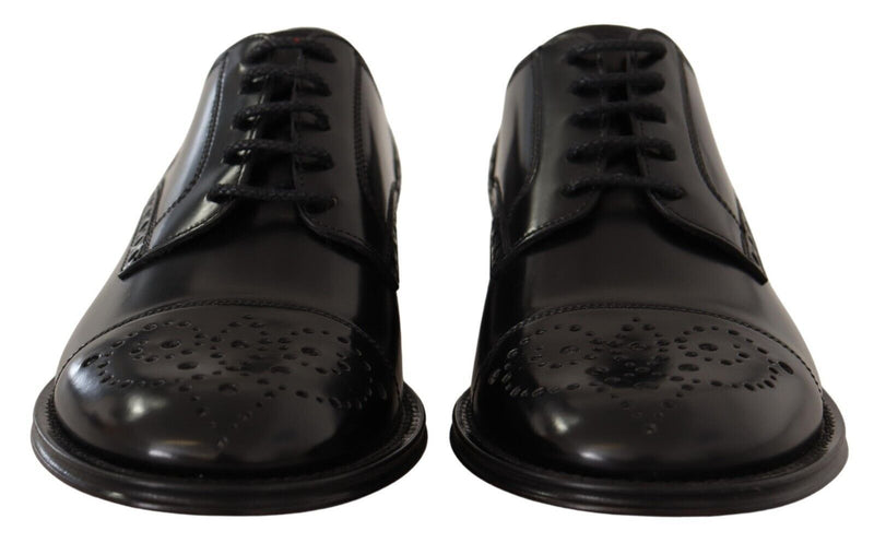 Dolce & Gabbana Black Leather Wingtip Derby Shoes