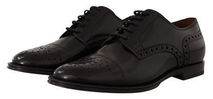 Chaussures derby formelles à bout en aile en cuir noir pour homme de Dolce & Gabbana