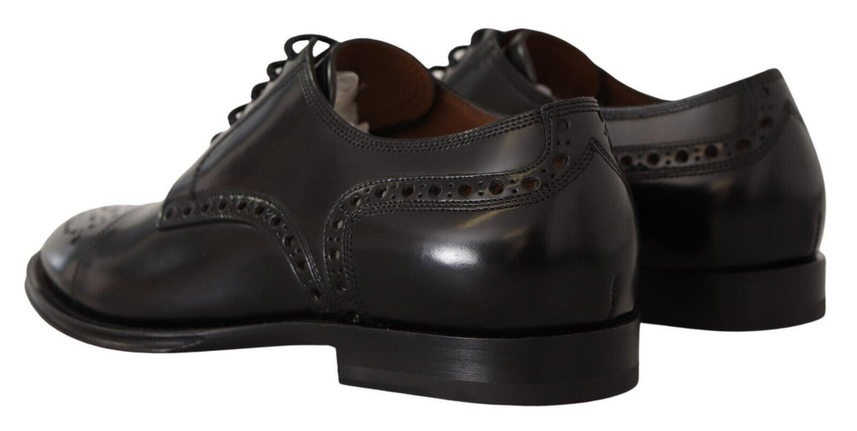 Dolce & Gabbana Black Leather Wingtip Derby Shoes