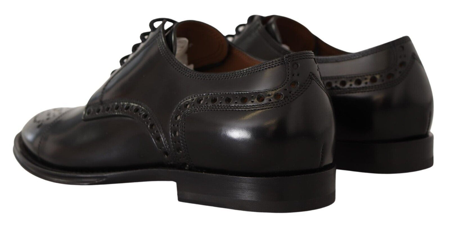Chaussures derby formelles à bout en aile en cuir noir pour homme de Dolce & Gabbana