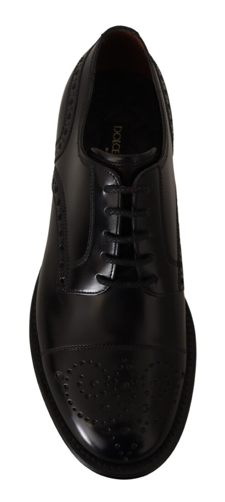 Dolce & Gabbana Black Leather Wingtip Derby Shoes