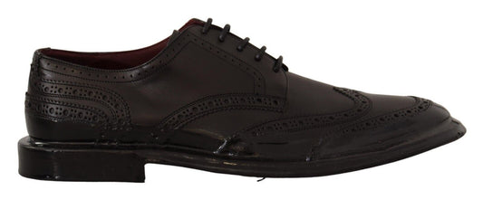 Chaussures formelles type derby à bout en aile de type Oxford en cuir noir de Dolce & Gabbana