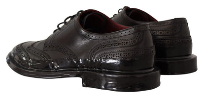 Chaussures formelles type derby à bout en aile de type Oxford en cuir noir de Dolce & Gabbana