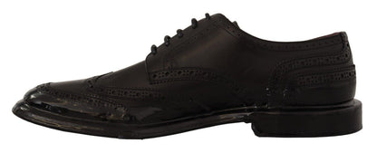 Chaussures formelles type derby à bout en aile de type Oxford en cuir noir de Dolce & Gabbana