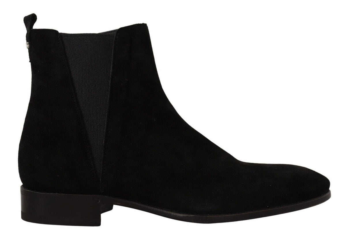 Dolce & Gabbana Black Suede Leather Chelsea Boots for Men