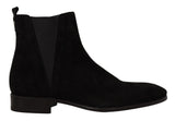 Dolce & Gabbana Black Suede Leather Chelsea Boots for Men