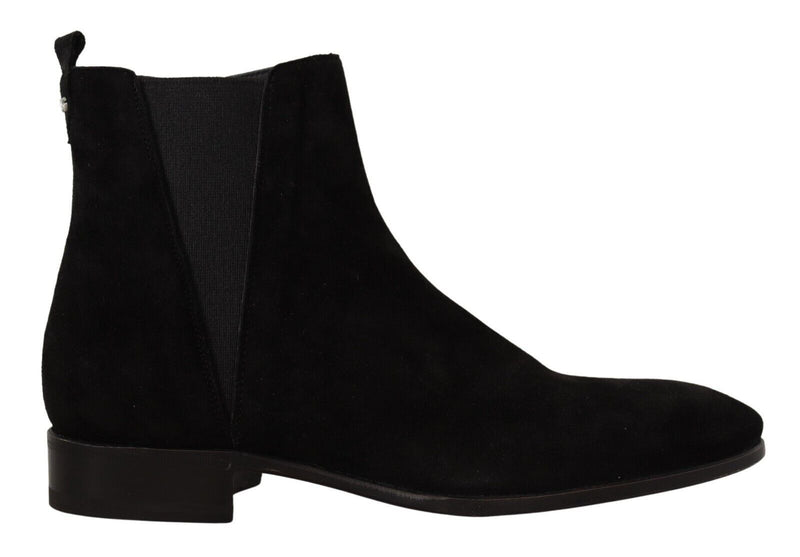 Dolce & Gabbana Black Suede Leather Chelsea Boots for Men