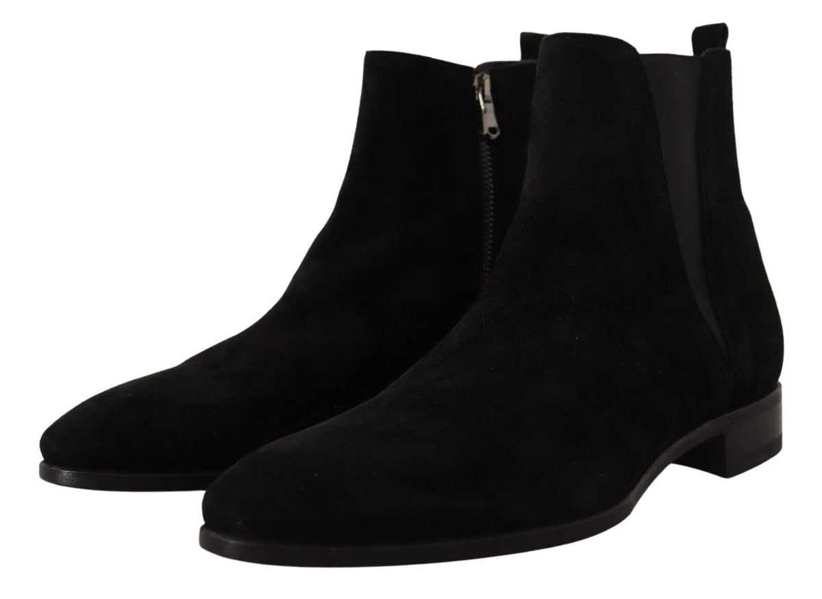Dolce & Gabbana Black Suede Leather Chelsea Boots for Men