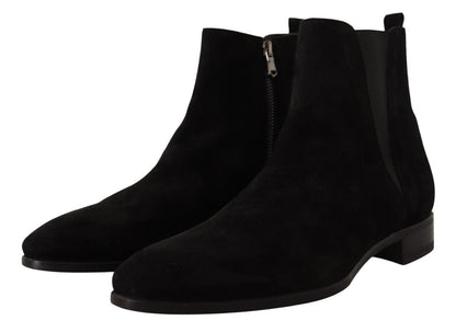 Bottines Chelsea en cuir suédé noir pour homme de Dolce & Gabbana