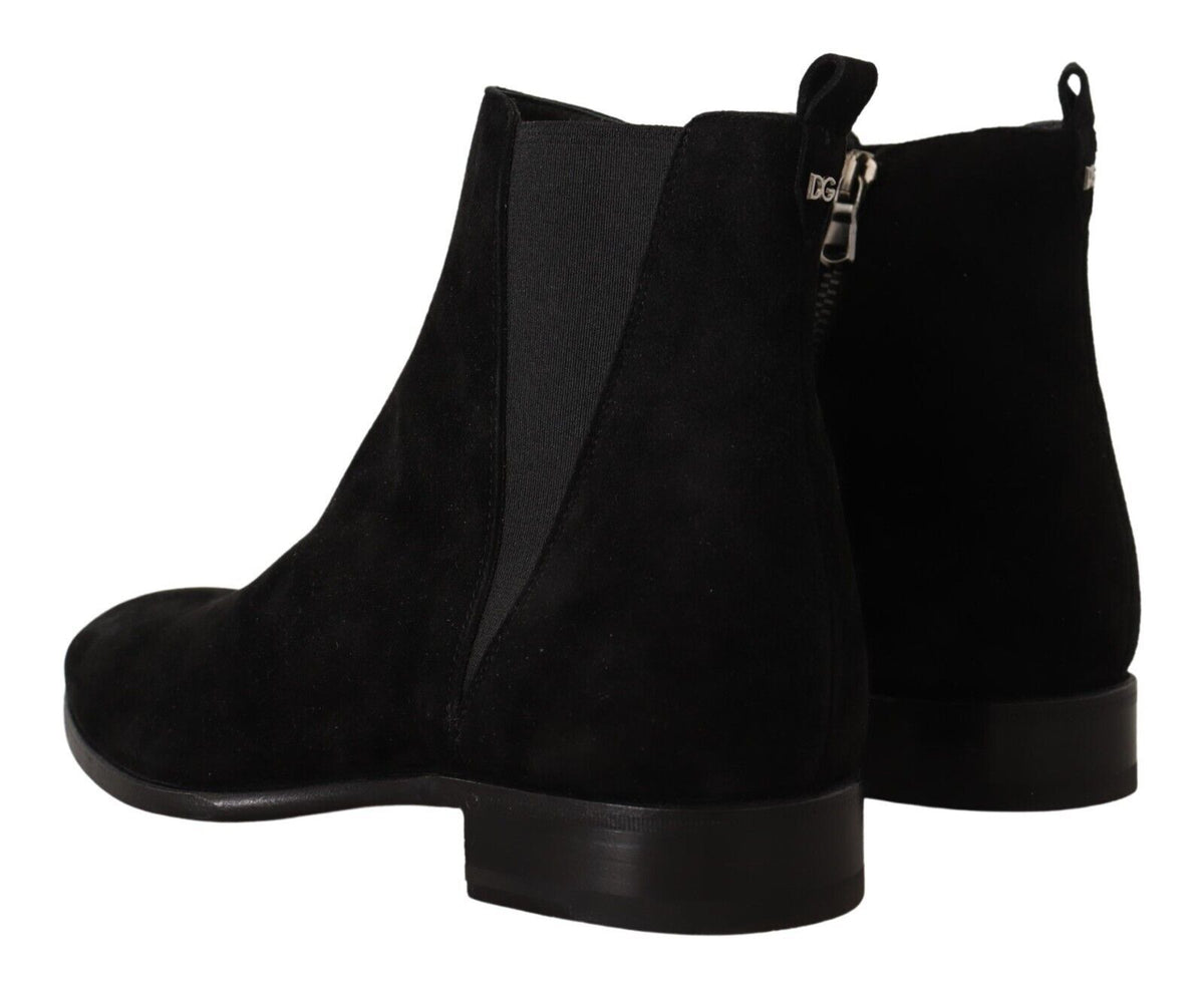 Dolce & Gabbana Black Suede Leather Chelsea Boots for Men