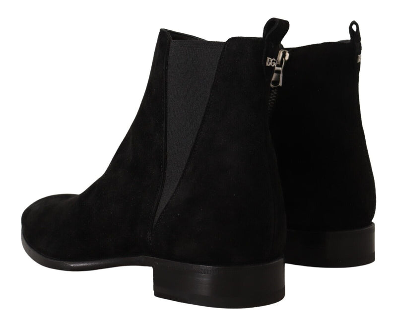 Dolce & Gabbana Black Suede Leather Chelsea Boots for Men