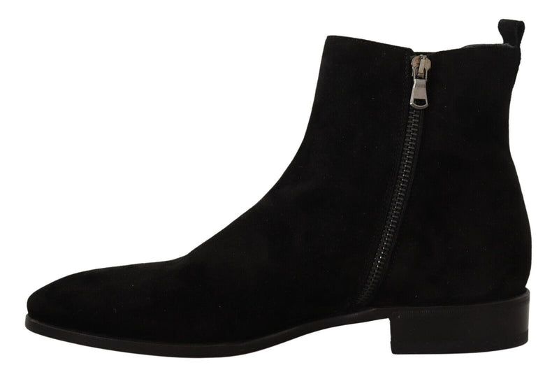 Dolce & Gabbana Black Suede Leather Chelsea Boots for Men