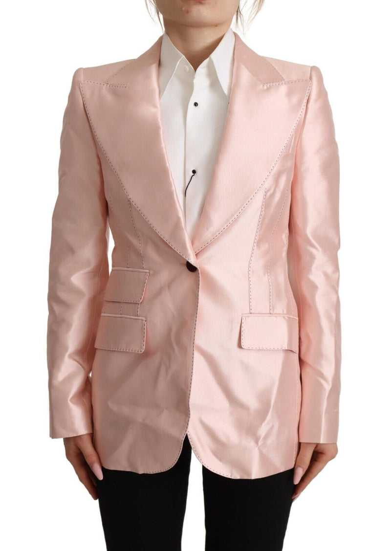 Dolce & Gabbana Blazer en Satin Rose à Manches Longues