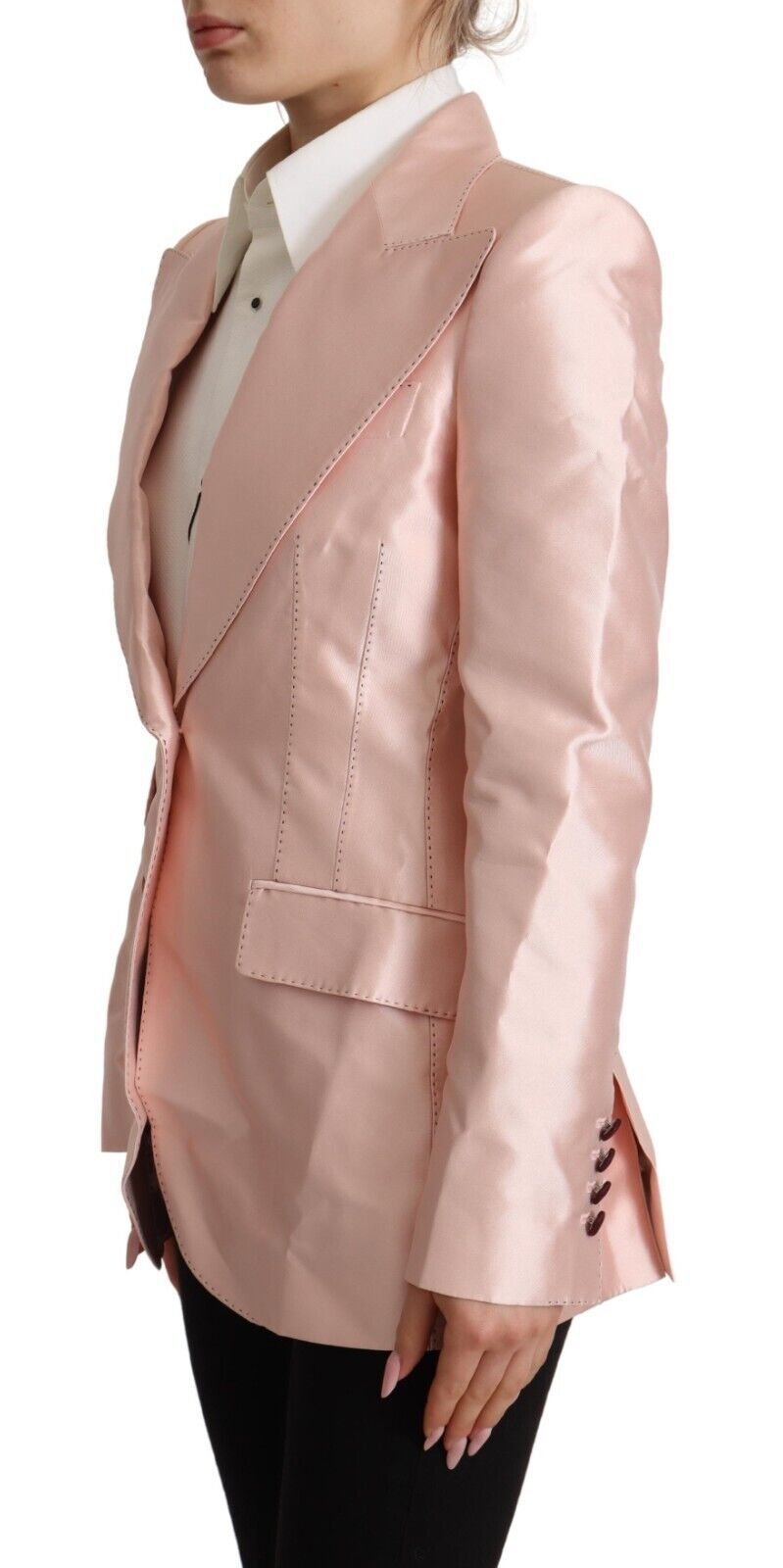 Dolce & Gabbana Blazer en Satin Rose à Manches Longues