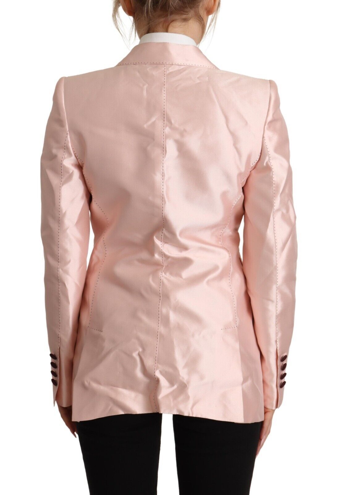 Dolce & Gabbana Blazer en Satin Rose à Manches Longues