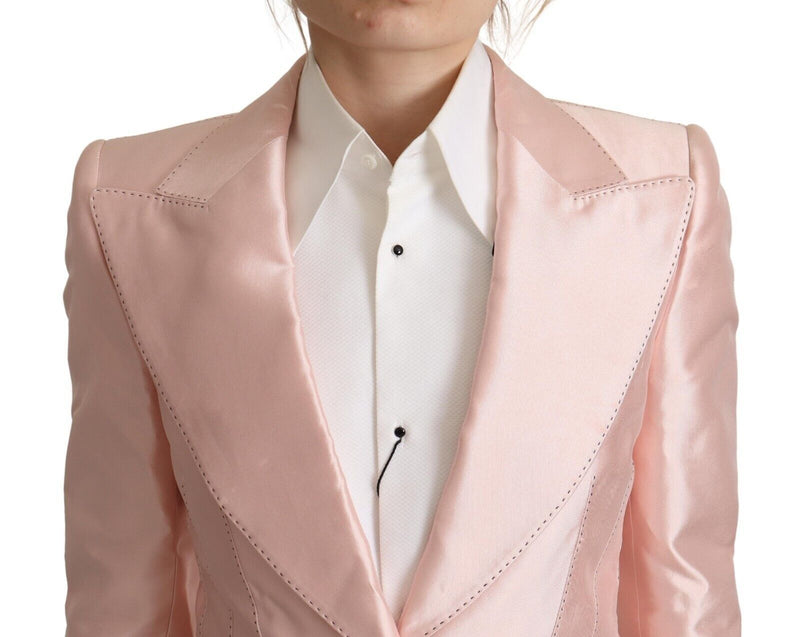 Dolce & Gabbana Blazer en Satin Rose à Manches Longues