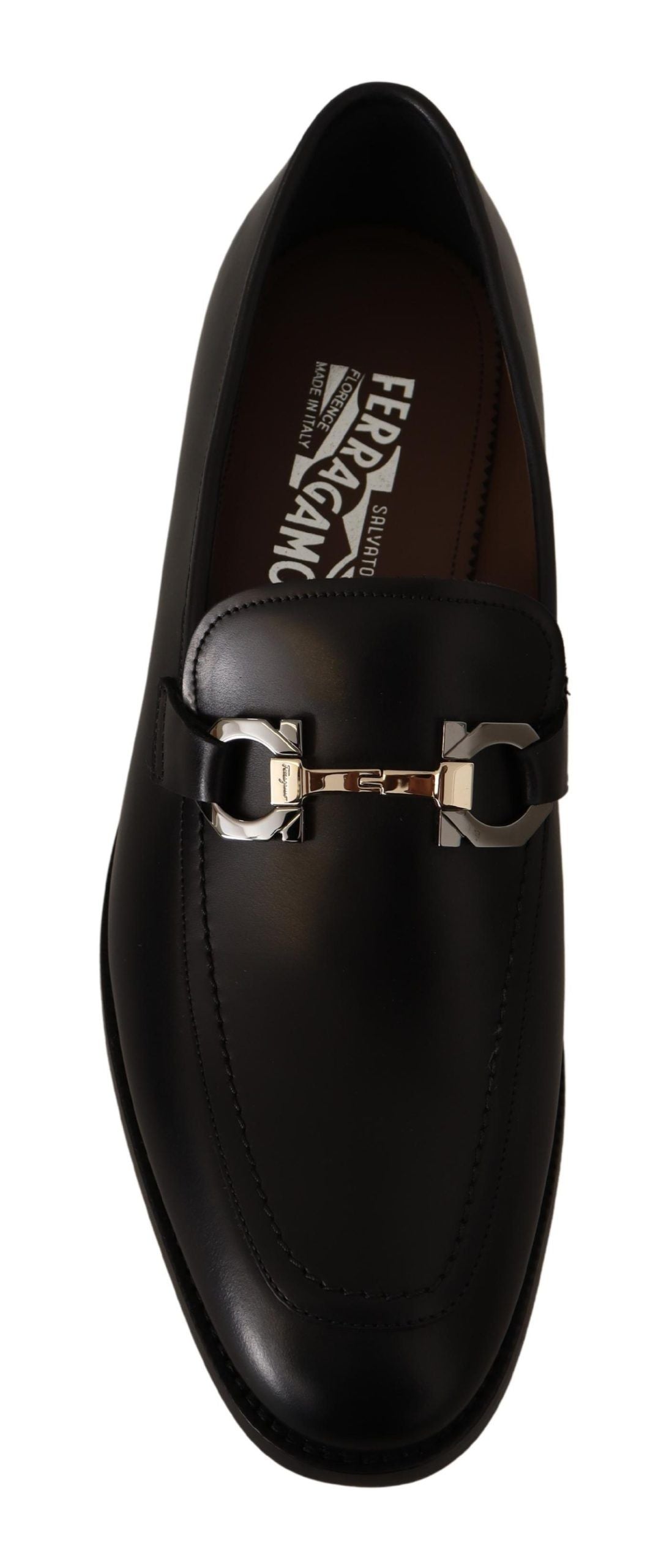 Brogues Salvatore Ferragamo en cuir noir, modèle Gancio Bit.