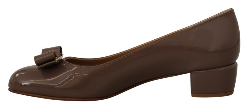 Salvatore Ferragamo Caraway Brown Pumps with Vara Bow