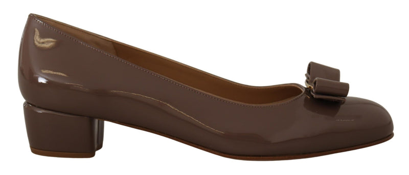 Salvatore Ferragamo Caraway Brown Pumps with Vara Bow