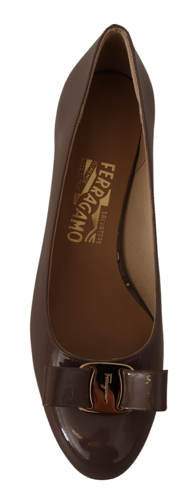 Salvatore Ferragamo Caraway Brown Pumps with Vara Bow