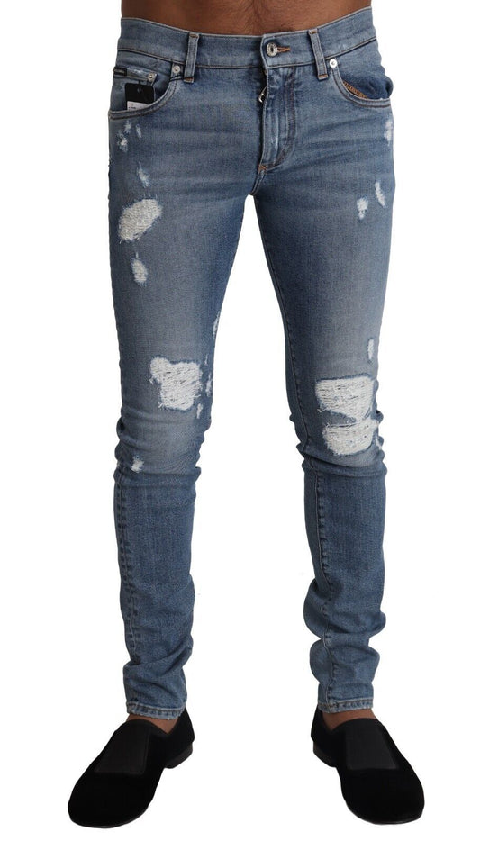Jeans skinny en coton délavé bleu clair de Dolce & Gabbana