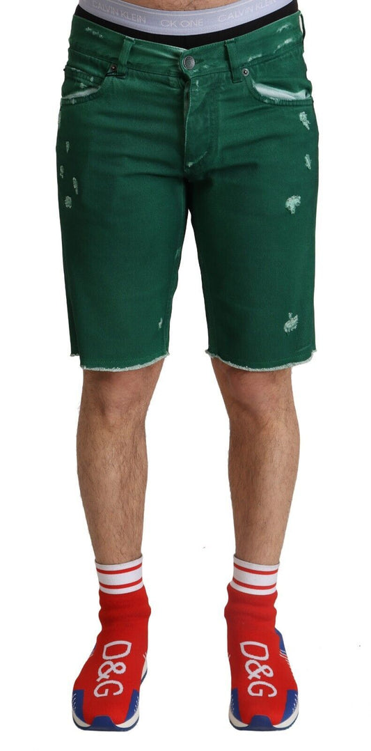 Shorts en jean en coton délavé vert pour homme de Dolce & Gabbana