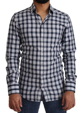 Chemise GOLD à carreaux bleu et blanc en coton, coupe slim, Dolce &amp; Gabbana