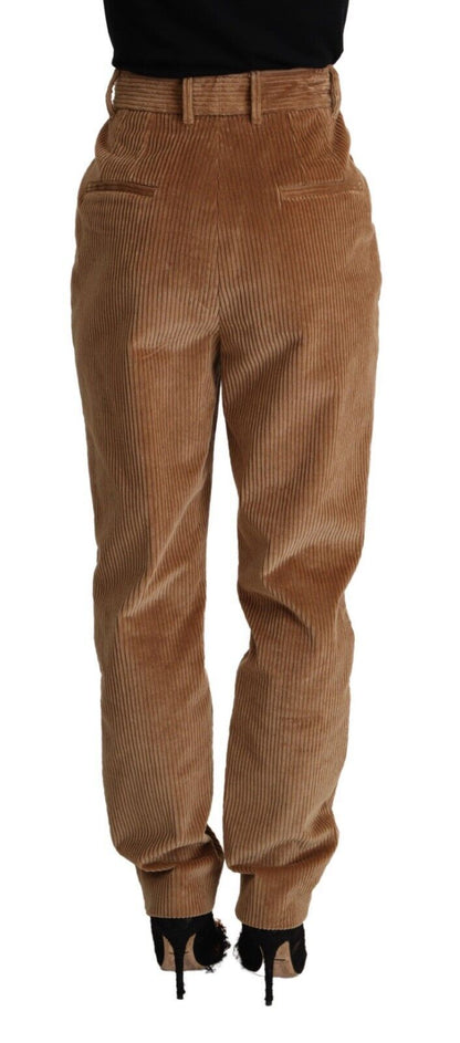 Dolce & Gabbana Brown Cotton Corduroy High Waist Skinny Pants