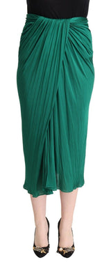 Dolce & Gabbana Jupe Midi Plissée Taille Haute Vert Foncé