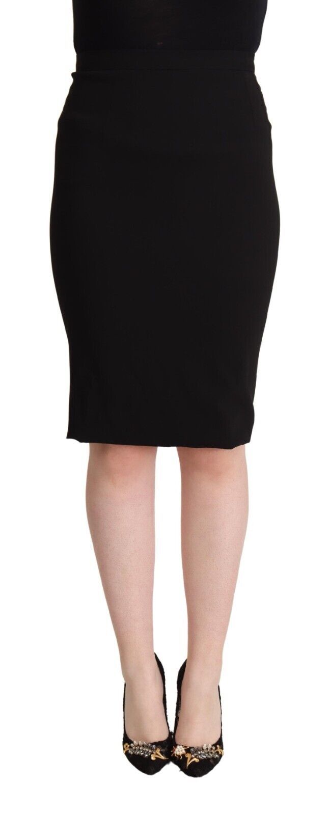 Dolce & Gabbana Jupe Crayon Noir Taille Haute Longueur Genou
