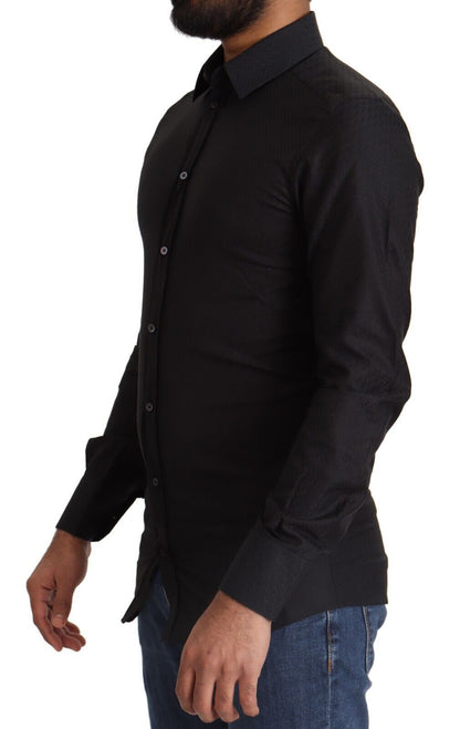 Chemise habillée slim en coton noir et or de Dolce & Gabbana