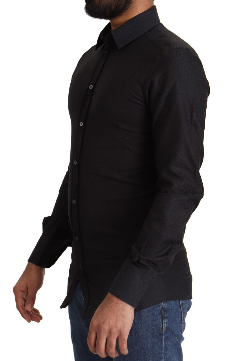 Chemise habillée slim en coton noir et or de Dolce &amp; Gabbana