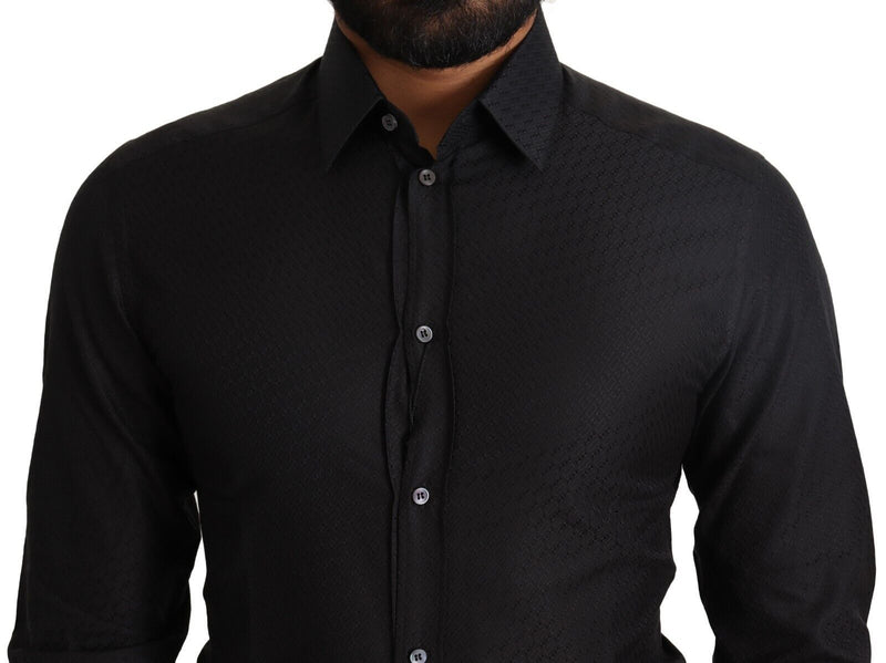 Chemise habillée slim en coton noir et or de Dolce &amp; Gabbana