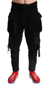 Pantalon cargo en sergé de coton noir et étroit de Dolce &amp; Gabbana
